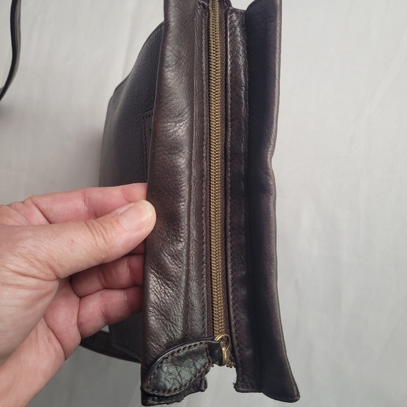 Vintage Fossil Brown Pebbled Leather Small Crossbody Purse - Picture 10 of 16